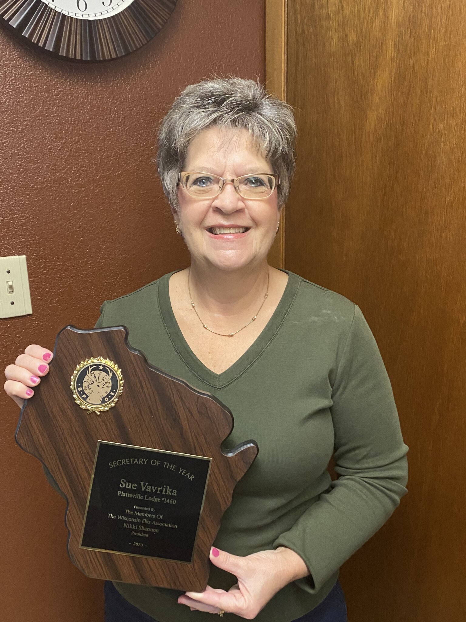 Pictured Above Is Sue Vavricka Platteville Lodge 1460 Secretary Of